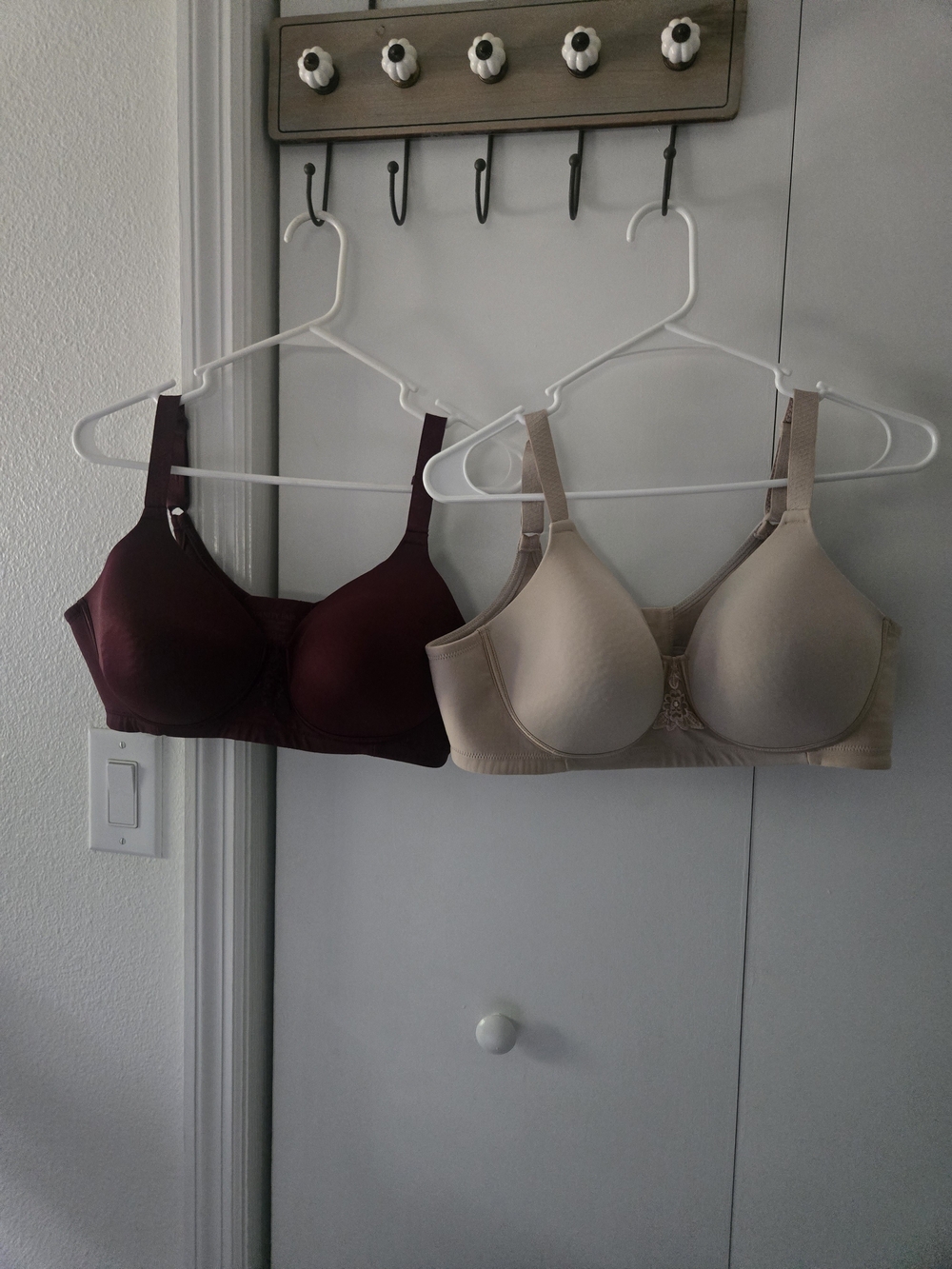 Vanity Fair Seamless T-Shirt Bras in Burgundy and Beige